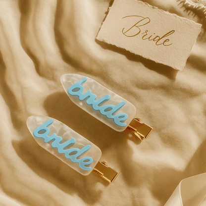 Bride Hair Slides - Something Blue Bach and Boujee