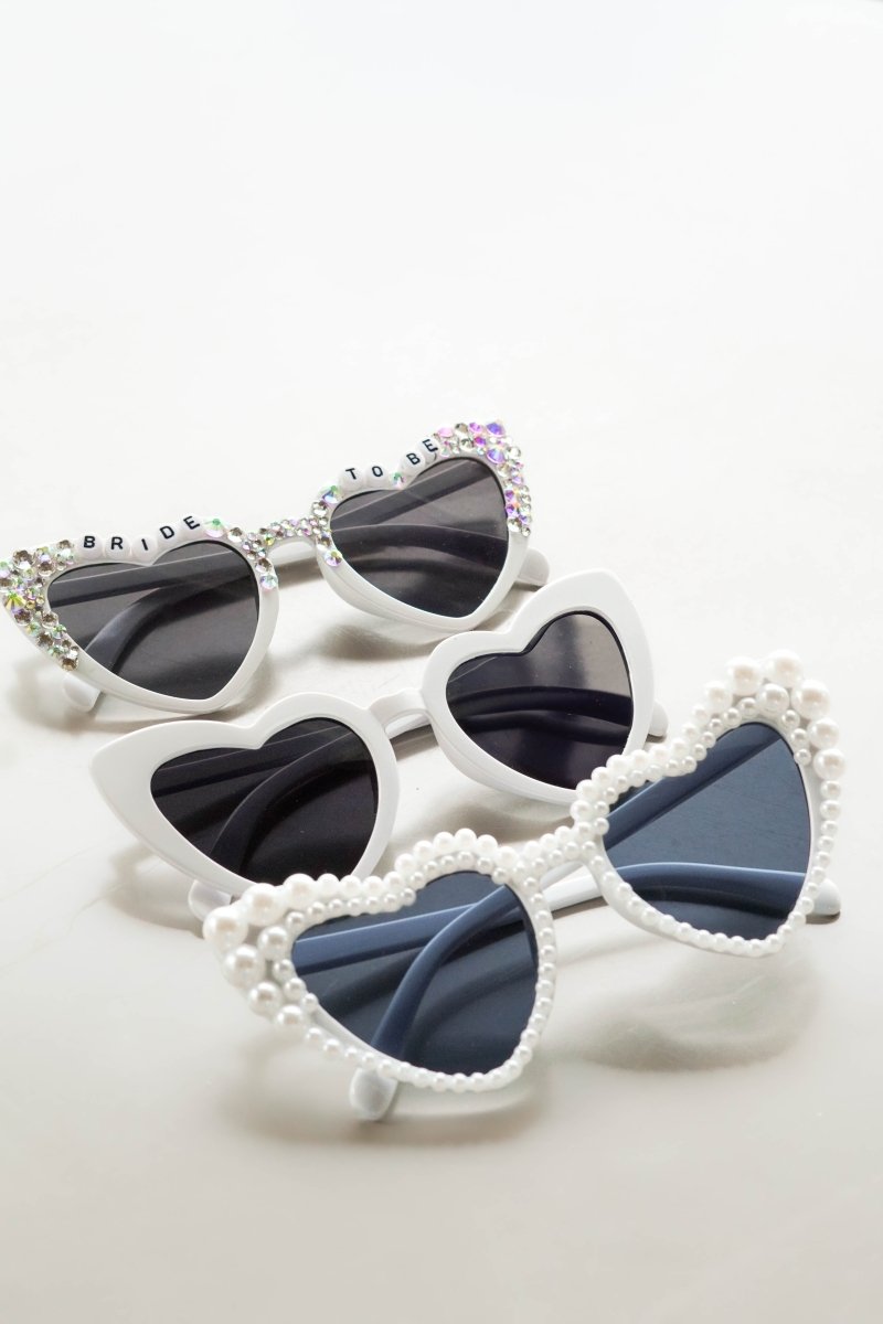 Bride White Heart Sunglasses Bach and Boujee