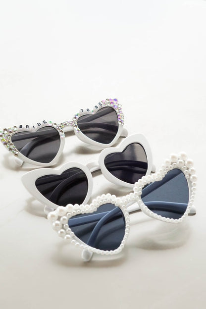 Bride White Heart Sunglasses Bach and Boujee