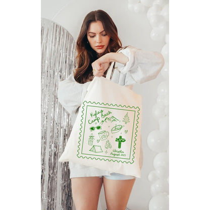 Camp Bach Theme Tote Bag Custom Stamp - Lake Bachelorette Personalized Gift Bachelorette Party Favor Bach and Boujee