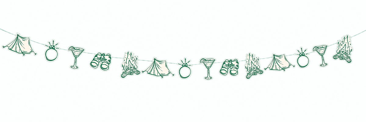 Camp Bachelorette Camping Theme Banner Bach and Boujee Balloons