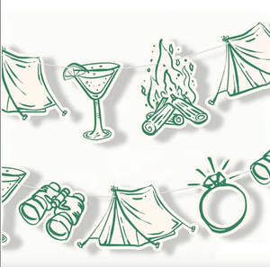 Camp Bachelorette Camping Theme Banner Bach and Boujee Balloons