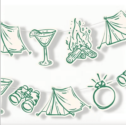 Camp Bachelorette Camping Theme Banner Bach and Boujee Balloons