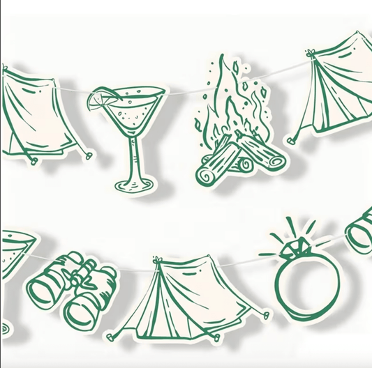 Camp Bachelorette Camping Theme Banner Bach and Boujee Balloons
