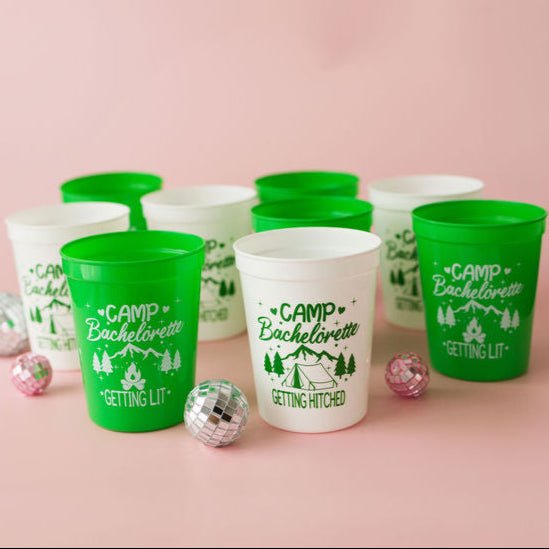 Camp Bachelorette Cups Camp Cabin Theme Hen Party Favor Team Bride Bach and Boujee