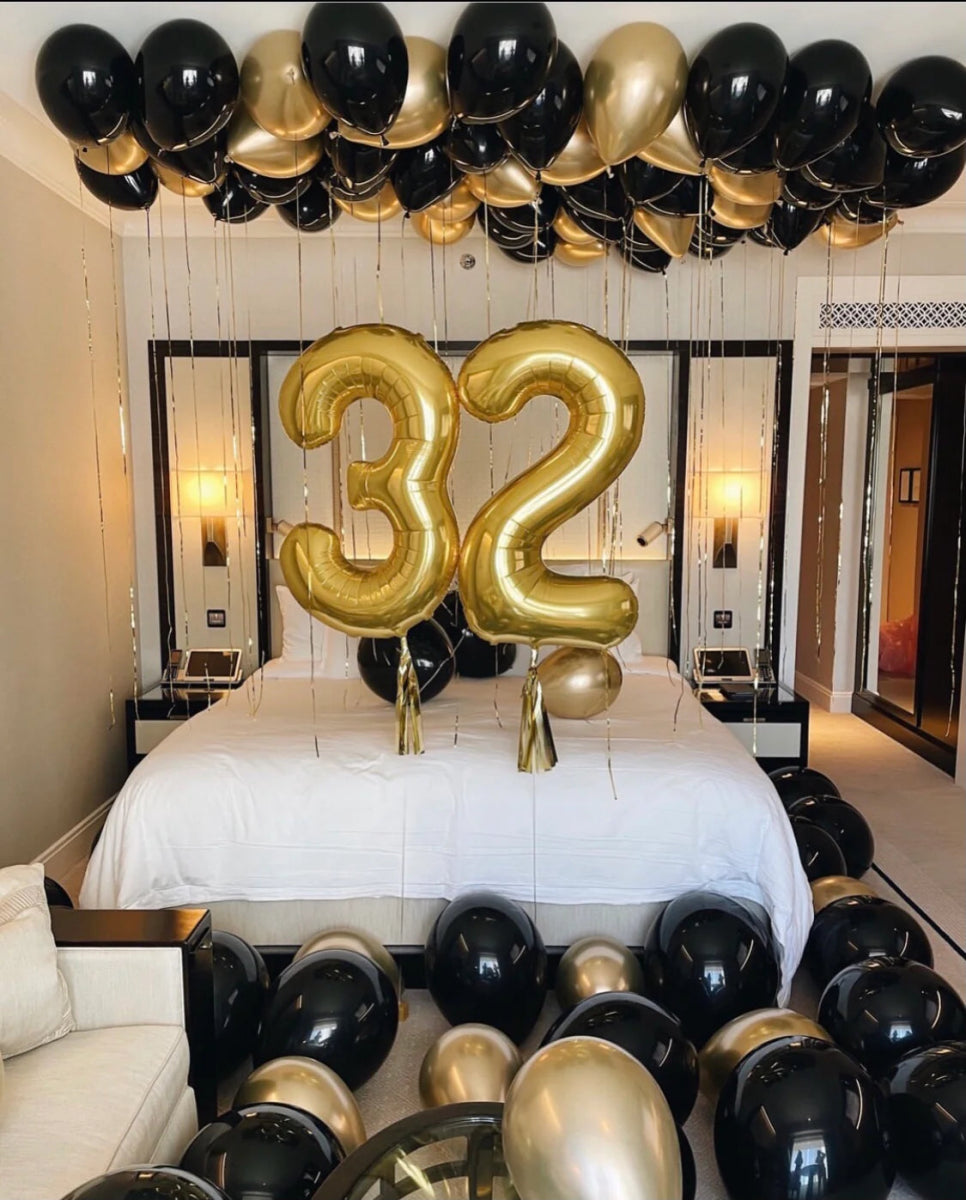 Ceiling Helium Balloon with Numbers Bach and Boujee