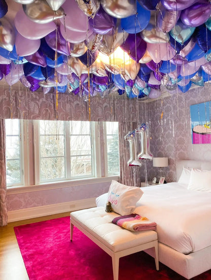 Ceiling Helium Balloon with Numbers Bach and Boujee