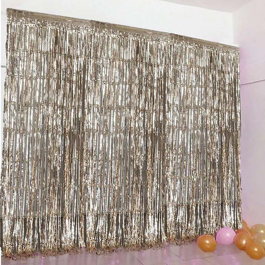 Champagne Tinsel Foil Curtain Bach and Boujee
