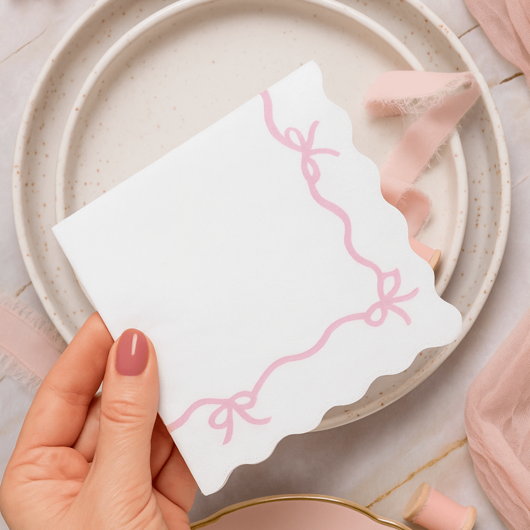 Coquette Bow Scallop Napkins Bach and Boujee