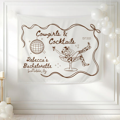 Country Cowgirl Tapestry Western Theme Bachelorette Decoration Backdrop Banner - Hen Party Backdrop Bach and Boujee
