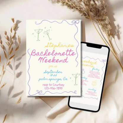 Cowgirl Bachelorette Itinerary Invitation Last Rodeo Template for the Ultimate Nash Bash Bach and Boujee Invitations