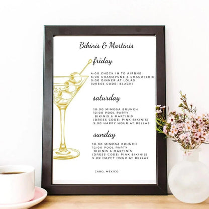 Customizable Hen - Do Itinerary Kit - Swanky Tropics - Swimwear & Cocktails Theme Bach and Boujee Invitations