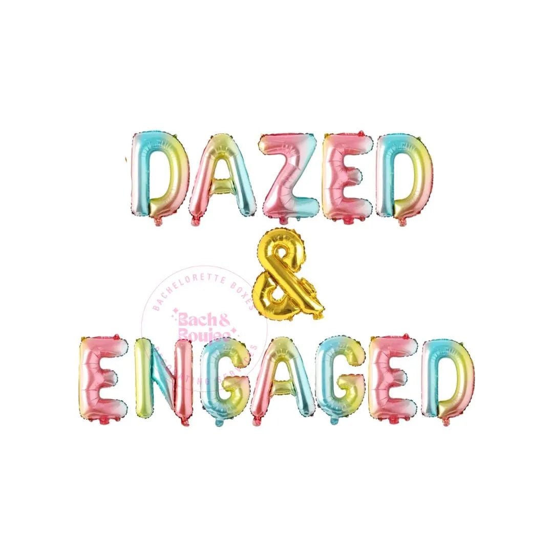 Dazed and Engaged Balloon Banner - Bachelorette Party 90s Neon Jumbo Bride Decoration Bach and Boujee Balloons