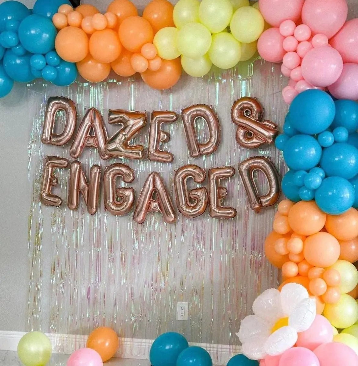 Dazed and Engaged Balloon Banner - Bachelorette Party 90s Neon Jumbo Bride Decoration Bach and Boujee Balloons