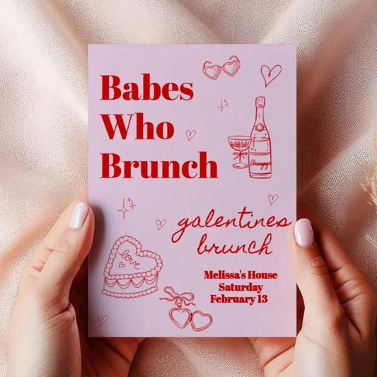 Digital Galentines Day Brunch Invitation Template - Celebrate with Mimosa Champagne Bach and Boujee Invitations