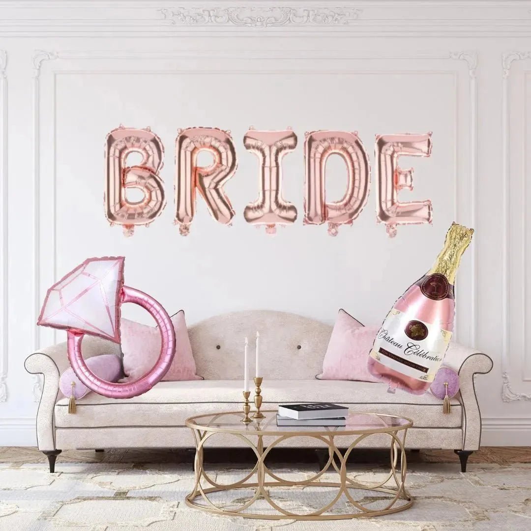 Giant Bride Foil Balloon Banner - Essential Hen Night, Stagette Decor, Bridal Shower Decorative Element Bach and Boujee Balloons