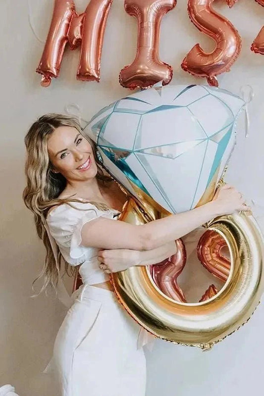 Giant Engagement Ring Balloon - Gold Party Decor for Bridal Celebrations Bach and Boujee Balloons
