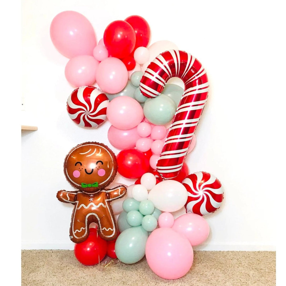 Gingerbread & Candy Cane Christmas Balloon Arch - Grab & Go Bach and Boujee Balloons
