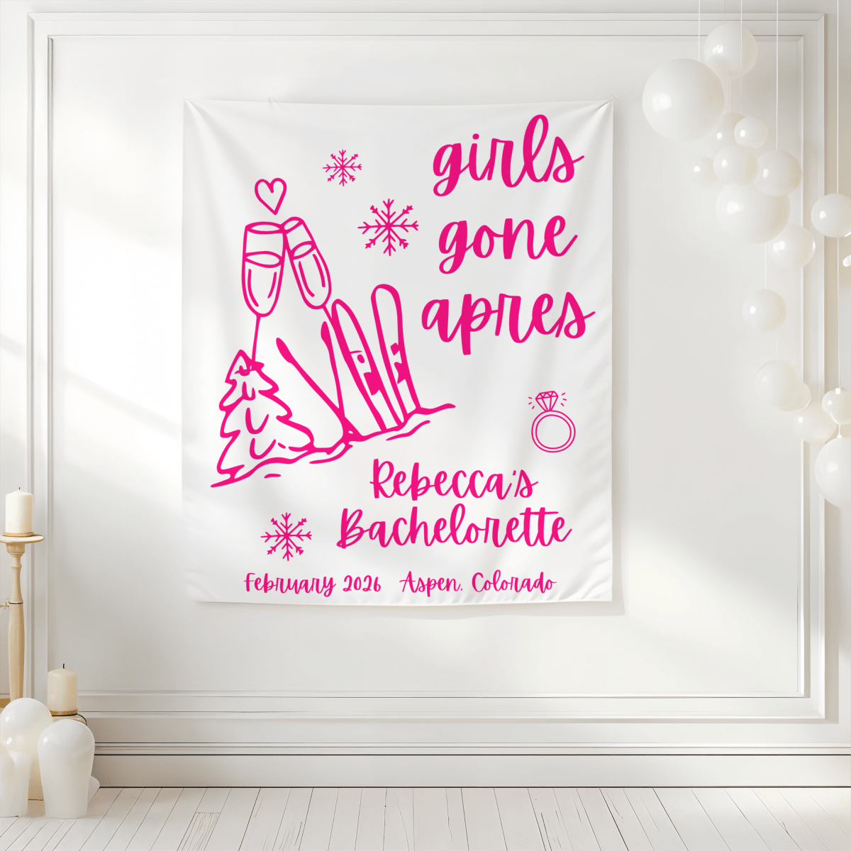 Girls Gone Apres - Girls Weekend Ski Trip Tapestry Bach and Boujee