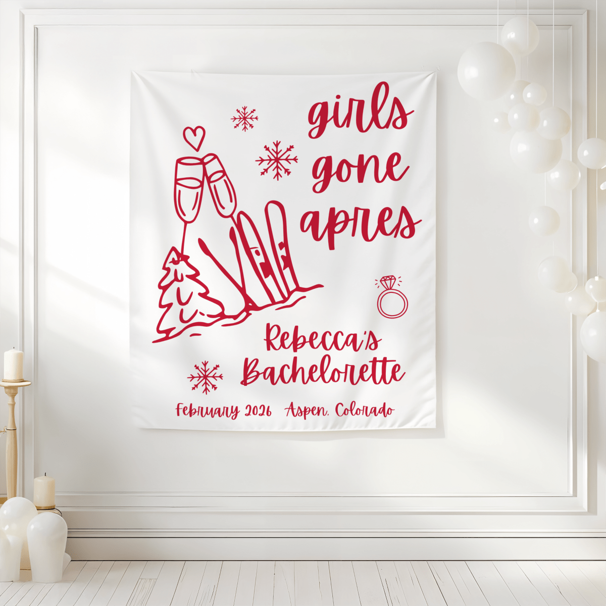 Girls Gone Apres - Girls Weekend Ski Trip Tapestry Bach and Boujee