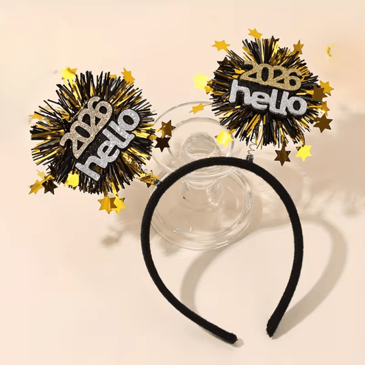 Hello 2026 - New Years Party Headband Bach and Boujee