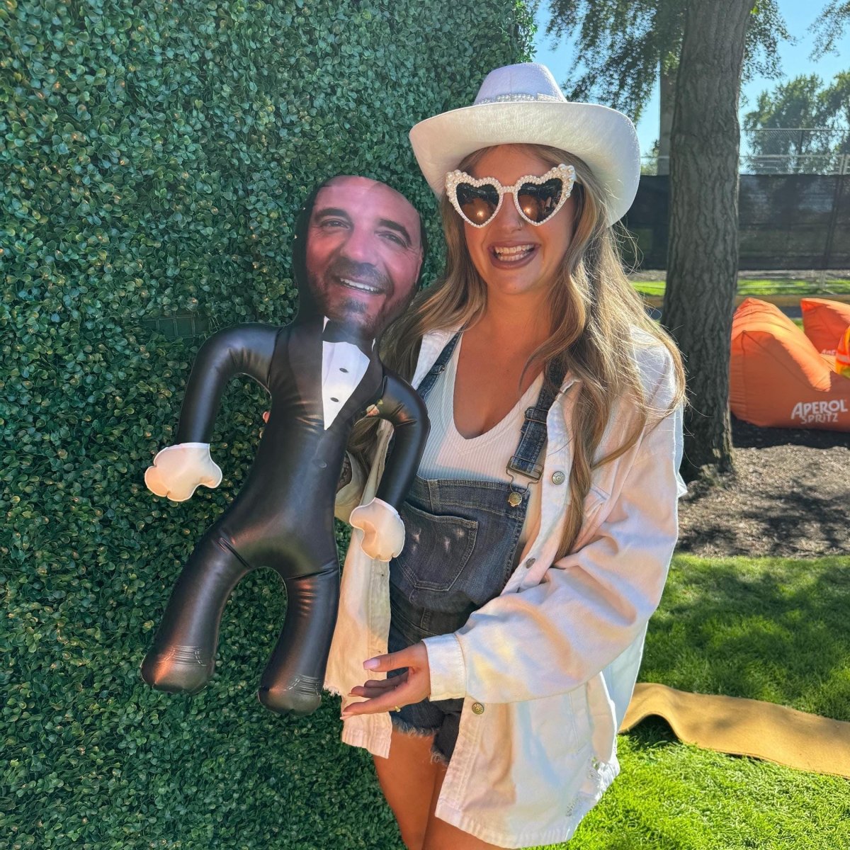 Inflatable Groom Face Blow Up Doll Bachelorette Party Prop Groom Hen Party Gag Gift for Bride Bach and Boujee