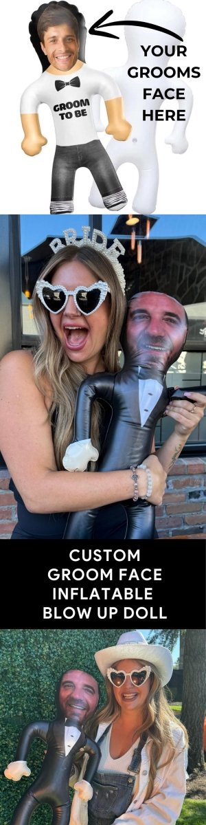 Inflatable Groom Face Blow Up Doll Bachelorette Party Prop Groom Hen Party Gag Gift for Bride Bach and Boujee