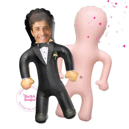 Inflatable Groom Face Blow Up Doll Bachelorette Party Prop Groom Hen Party Gag Gift for Bride Bach and Boujee