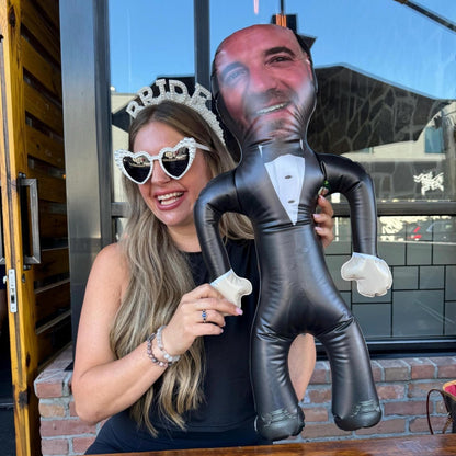 Inflatable Groom Face Blow Up Doll Bachelorette Party Prop Groom Hen Party Gag Gift for Bride Bach and Boujee