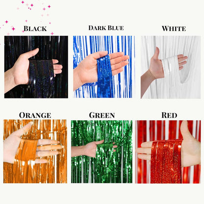Last Toast on the Coast Blue Tinsel Curtain Backdrop Bach and Boujee