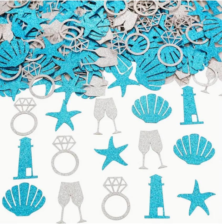 Last Toast On the Coast Confetti Glitter Seashell Blue Coastal Nautical Bachelorette Party Confetti Bach and Boujee