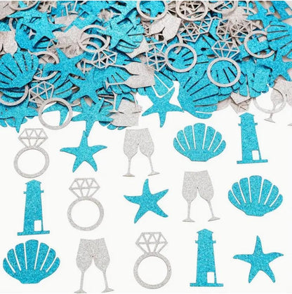 Last Toast On the Coast Confetti Glitter Seashell Blue Coastal Nautical Bachelorette Party Confetti Bach and Boujee