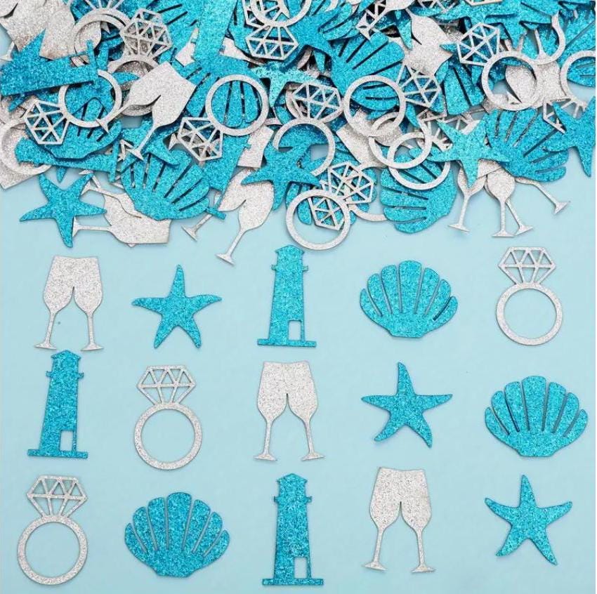 Last Toast On the Coast Confetti Glitter Seashell Blue Coastal Nautical Bachelorette Party Confetti Bach and Boujee