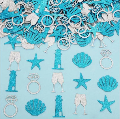 Last Toast On the Coast Confetti Glitter Seashell Blue Coastal Nautical Bachelorette Party Confetti Bach and Boujee