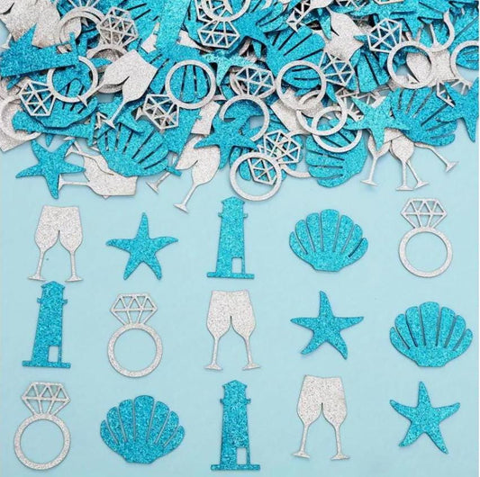 Last Toast On the Coast Confetti Glitter Seashell Blue Coastal Nautical Bachelorette Party Confetti Bach and Boujee