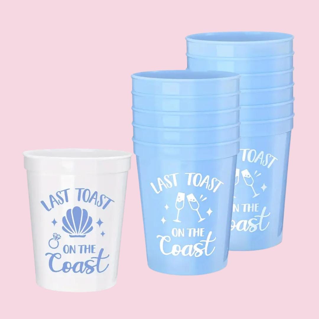 Last Toast On the Coast Cup Coastal Beach Theme Bachelorette Party Cup Bach and Boujee