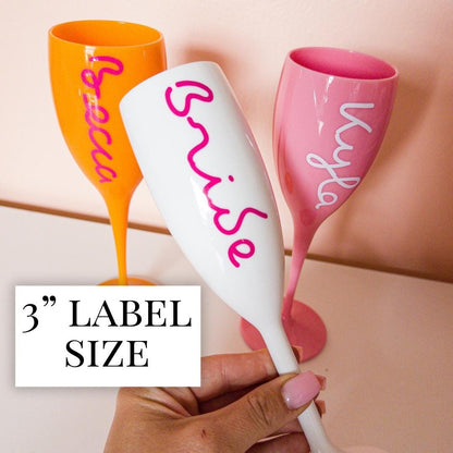 Love Island Theme Champagne Flute Personalized Bachelorette Gift Beach - Island Bachelorette Wine Glass Personalized Name Vinyl Custom Sticker Island Theme Villa Bach and Boujee