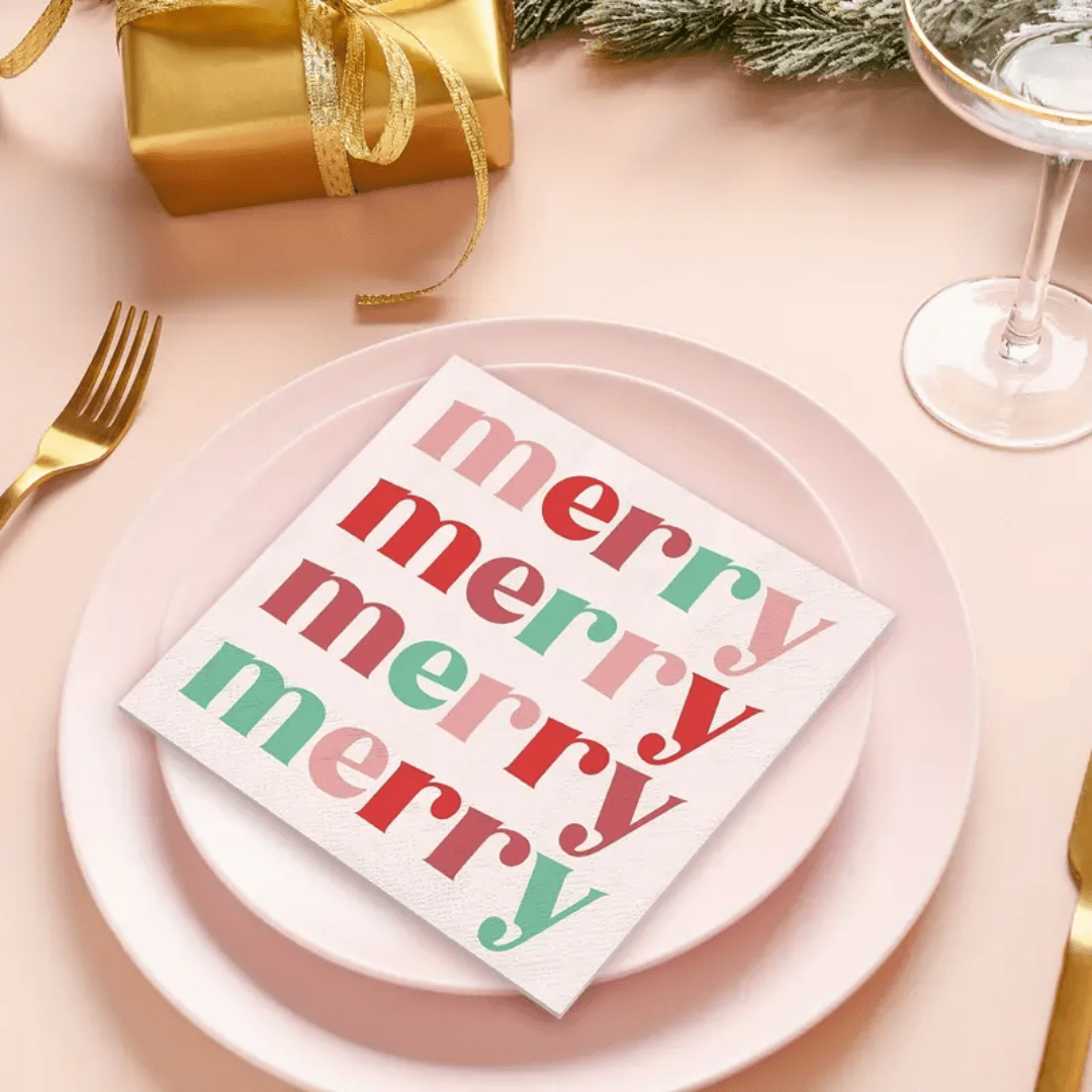 Merry Merry Merry Christmas Napkins Bach and Boujee
