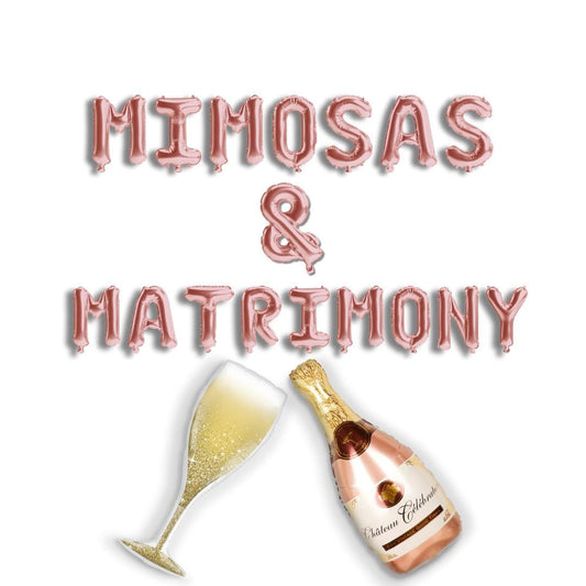 Mimosas and Matrimony Balloon Bachelorette Banner - Mimosa Champagne Wine Theme Bach and Boujee
