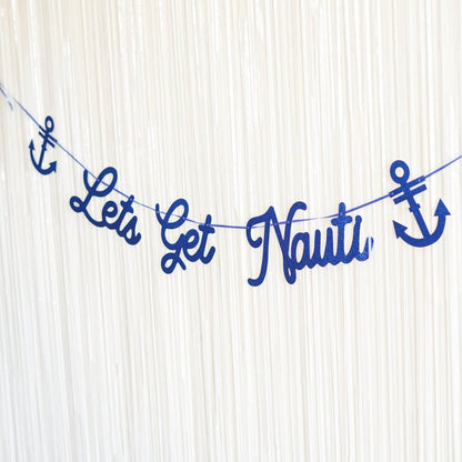 Nautical Beach Sailor Bachelorette Banner - Last Sail Before the Veil Decor Lets Get Nauti Bach and Boujee Banners