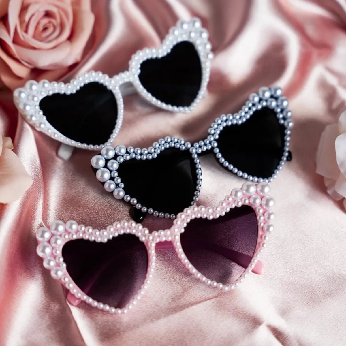 Pearl Heart Sunglasses for Brides Bachelorette Parties and Hen Do Decorations Perfect Gift for Bridesmaids Bach and Boujee
