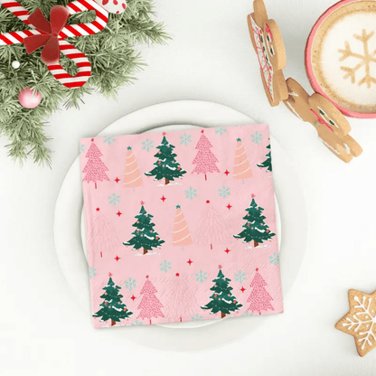 Pink Christmas Tree Napkins Bach and Boujee