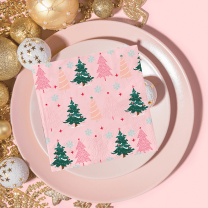 Pink Christmas Tree Napkins Bach and Boujee