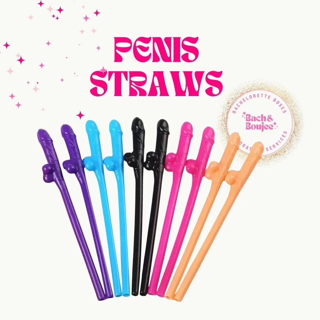 Pink Penis Straws Forever Penis Banner - Naughty Bachelorette Party Decorations Bach and Boujee