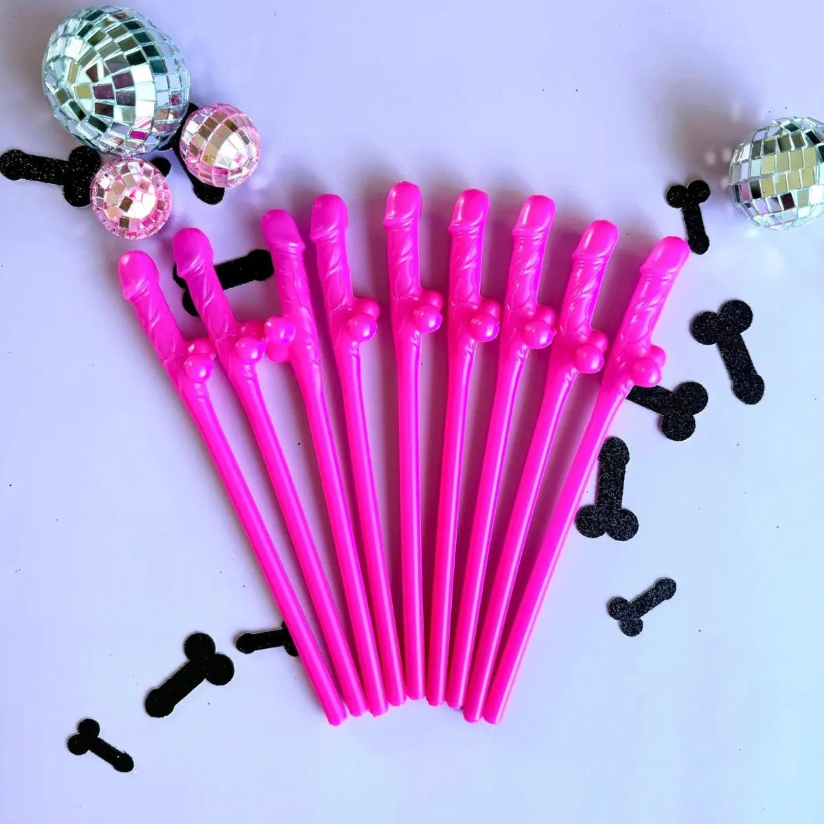 Pink Penis Straws Forever Penis Banner - Naughty Bachelorette Party Decorations Bach and Boujee
