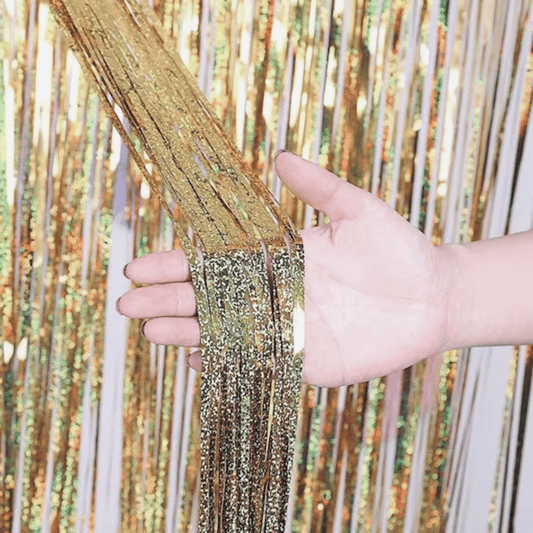 Red Tinsel Foil Curtain Bach and Boujee