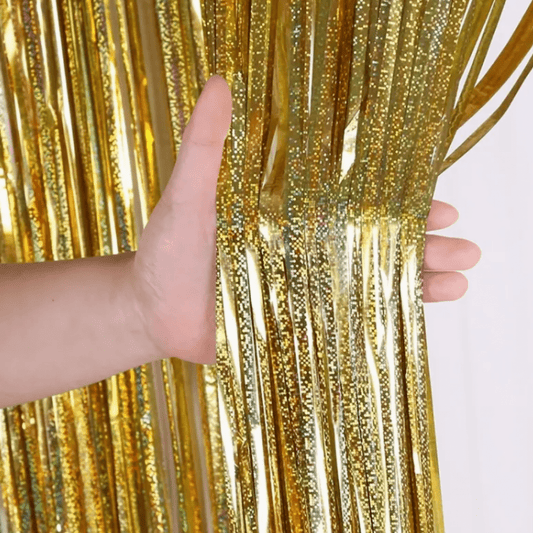 Red Tinsel Foil Curtain Bach and Boujee