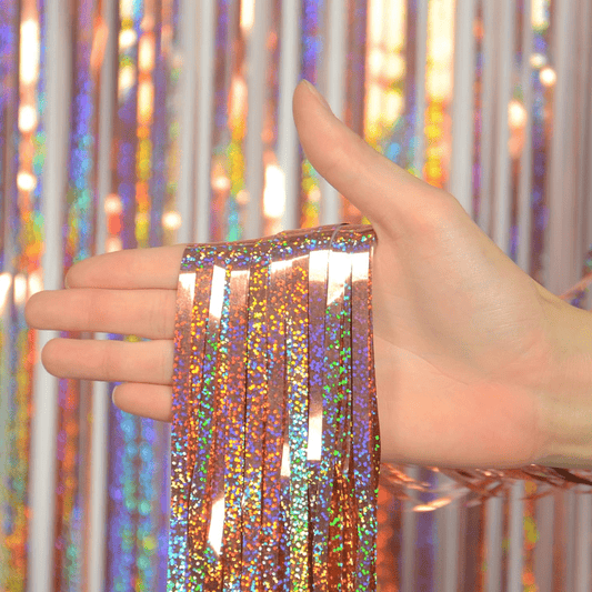 Red Tinsel Foil Curtain Bach and Boujee