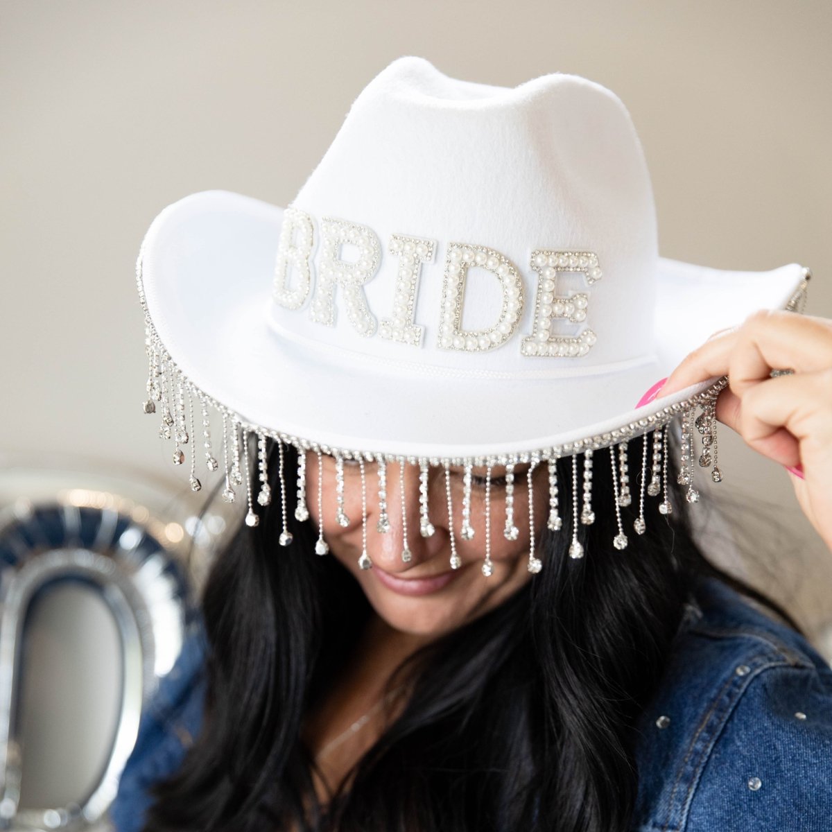 Rhinestone Bride Cowboy Hat Bach and Boujee