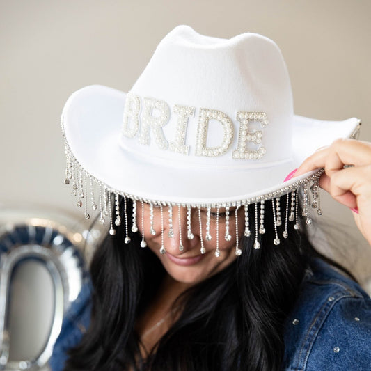 Rhinestone Bride Cowboy Hat Bach and Boujee